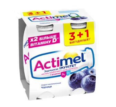 Fermented milk product Actimel Blueberry 1.4% 100g x 4pcs