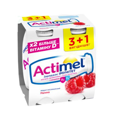 Fermented milk product Actimel Raspberry 1.4% 100g x 4pcs