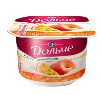 Yogurt Dolce peach-passion fruit two-layer 3.2% 115g