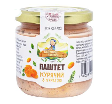 Pate Babushkiny Lakitki chicken with dried apricots 170g