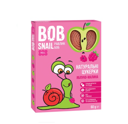 Цукерки Bob Snail Натуральні яблуко-малина 60г 