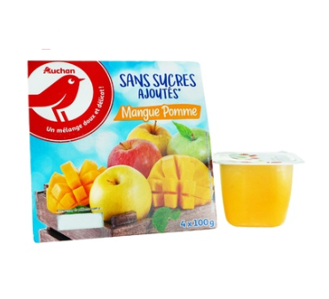 Puree Auchan fruit apple-mango without sugar 100g